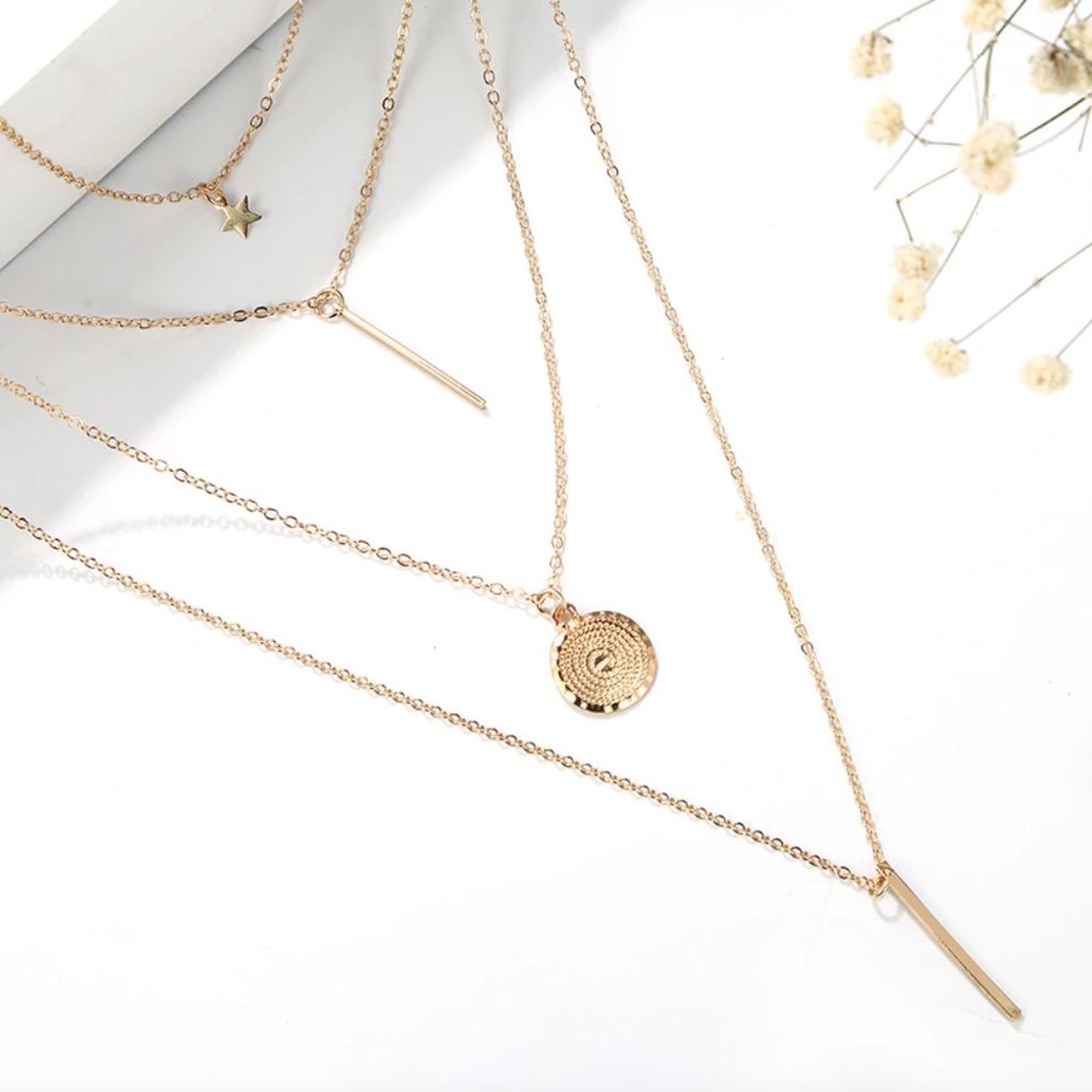 Moon and Star four layered necklace - Picture 2 of 2
